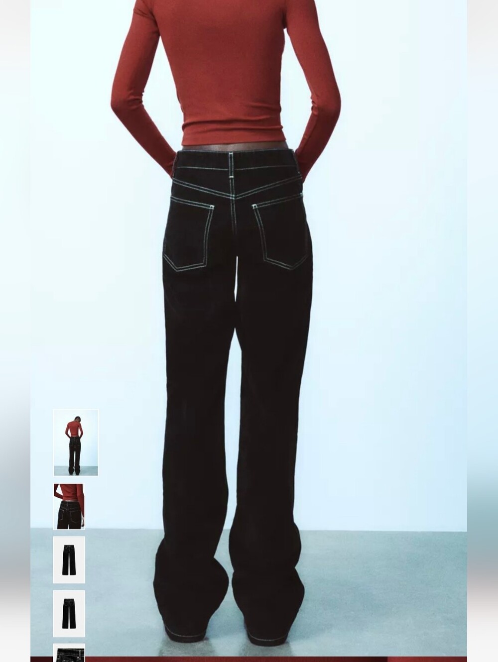 Zara TRF Flocked Straight Leg Jeans Denim Pants